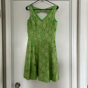 SIZE 8 VINTAGE LILLY PULITZER GREEN/PINK FIT & FLARE DRESS
